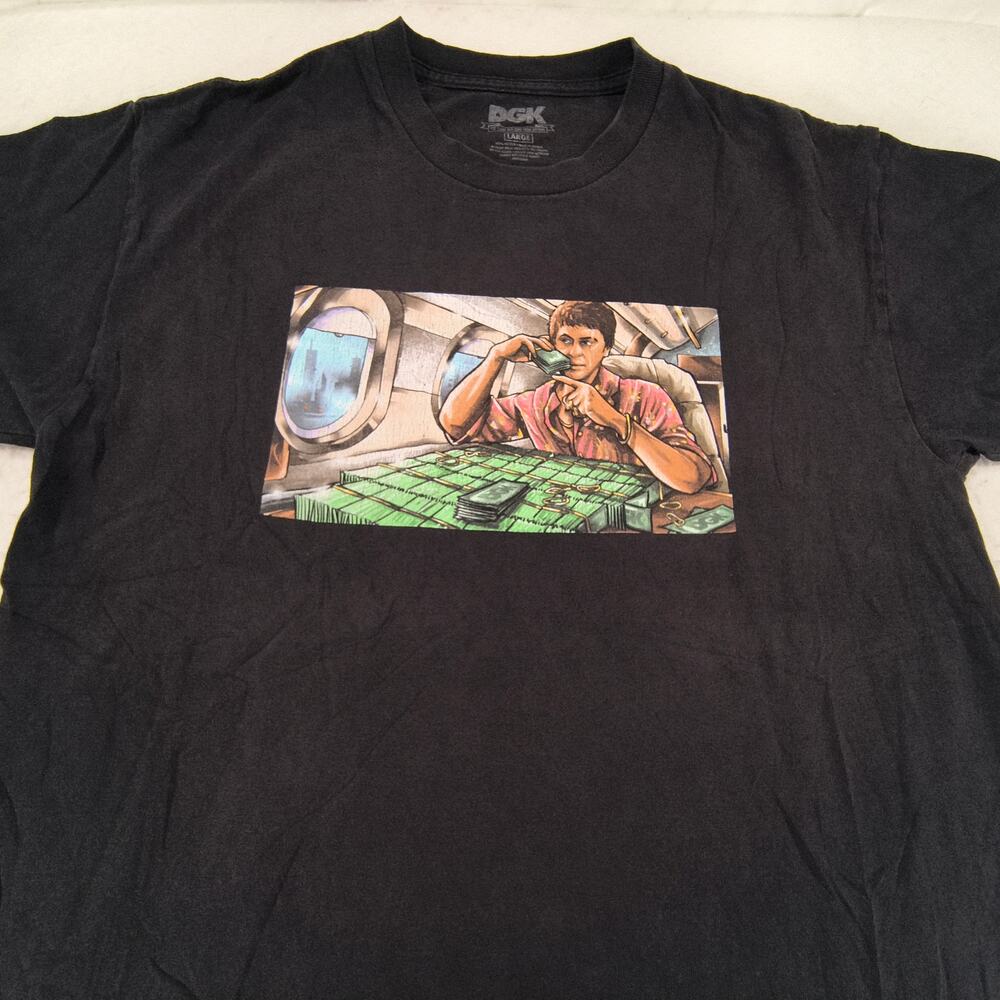 DGK Scarface Short Sleeve Graphic Crew Neck Shirt Mens Size Large L Black